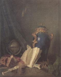 Henri-Horace Roland de La Porte Still Life with a Vase of Lapis a Globe and Bagpipes (san 05) France oil painting art